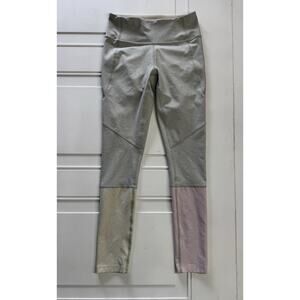 Outdoor Voices Colorblock Dipped Leggings Gray Pink Yellow Yoga Size XS